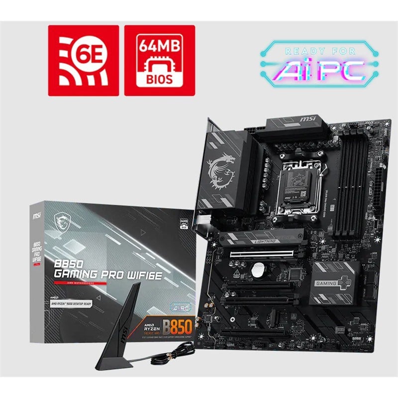 MSI MB B850 GAMING PRO WIFI6E DDR5 8200MT/S 1XHDMI 1XDP 2XM.2 USB ATX AM5 (AMD AM5 9000/8000/7000 SERİ İLE UYUMLU)