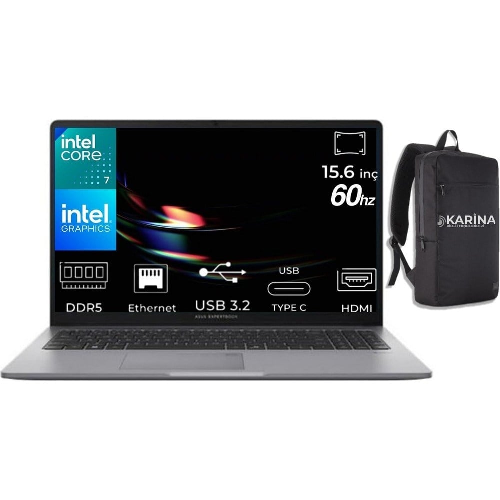 Asus Expertbook P1 Core 7-240H P1503CVA-C716512G0D-K21 24GB 4tb Intel UHD Freedos 15.6'' 60Hz Fhd Taşınabilir Notebook