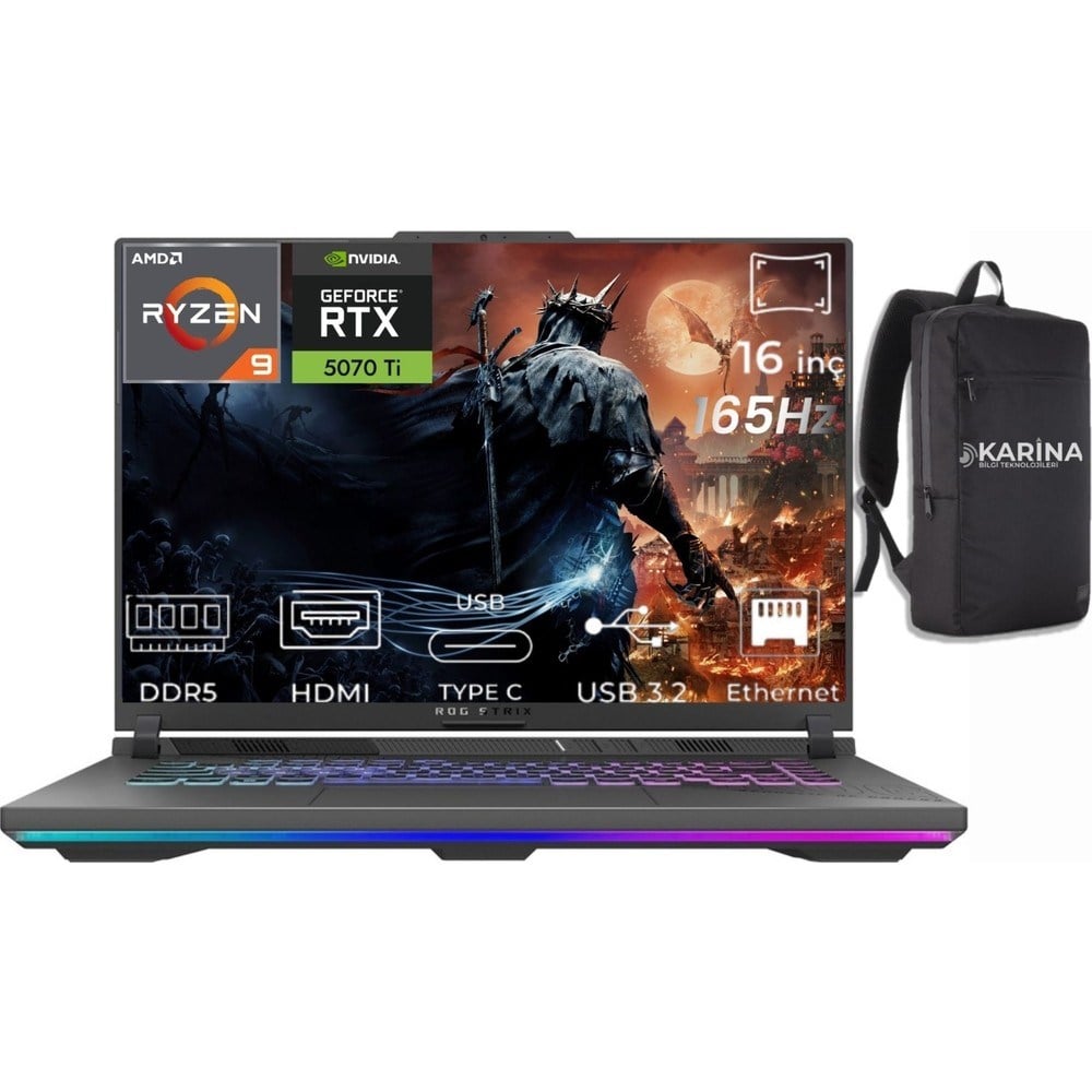 Asus Rog Strix G16 Ryzen 9 8940HX G614PR-RV050-K29 64GB 2tb RTX5070TI 12GB W11PRO 16