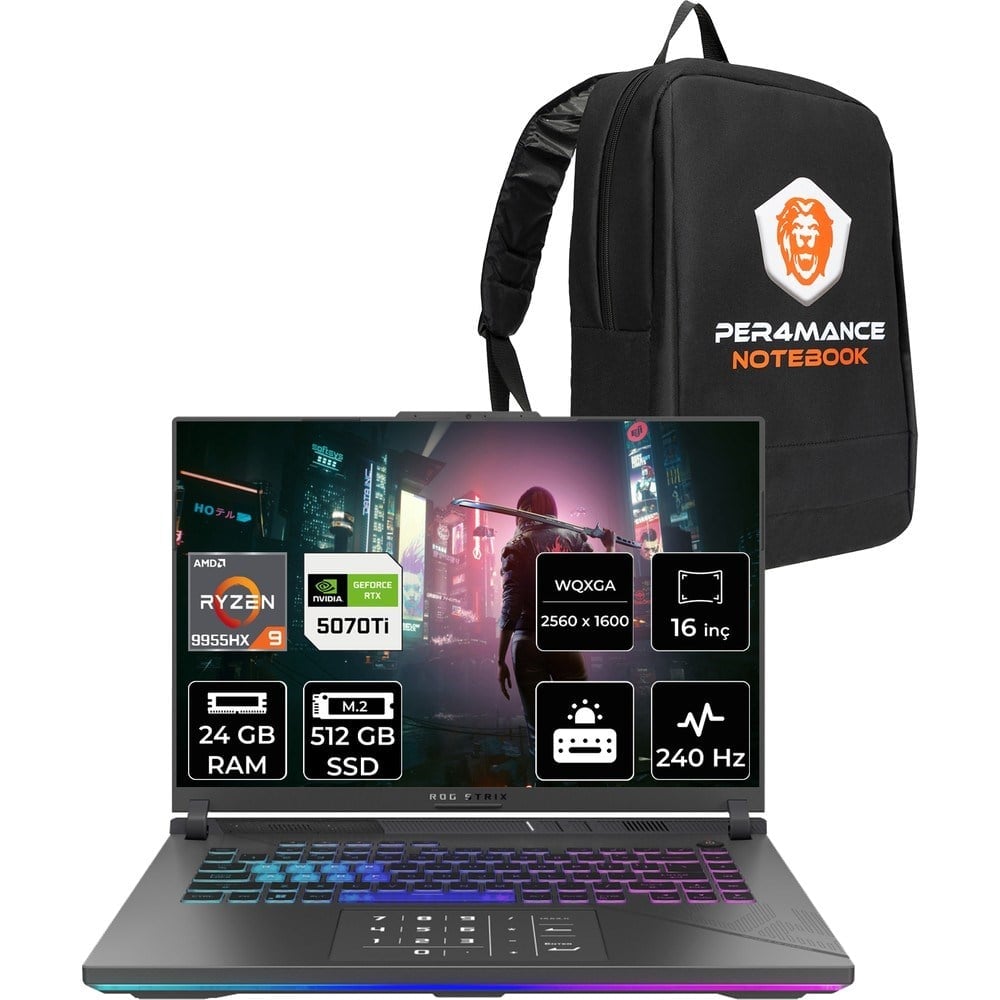 Asus Rog Strix G16 Ryzen 9 9955HX RTX 5070 Ti 12GB Gaming Laptop 24GB RAM 512GB SSD 16