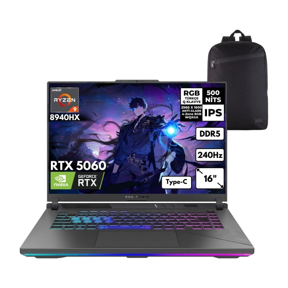 Asus Rog Strix G16 RYZEN9-8940HX 48 -Gbddr5 2 Tbssd RTX5060 (8gb-Gddr7) 16