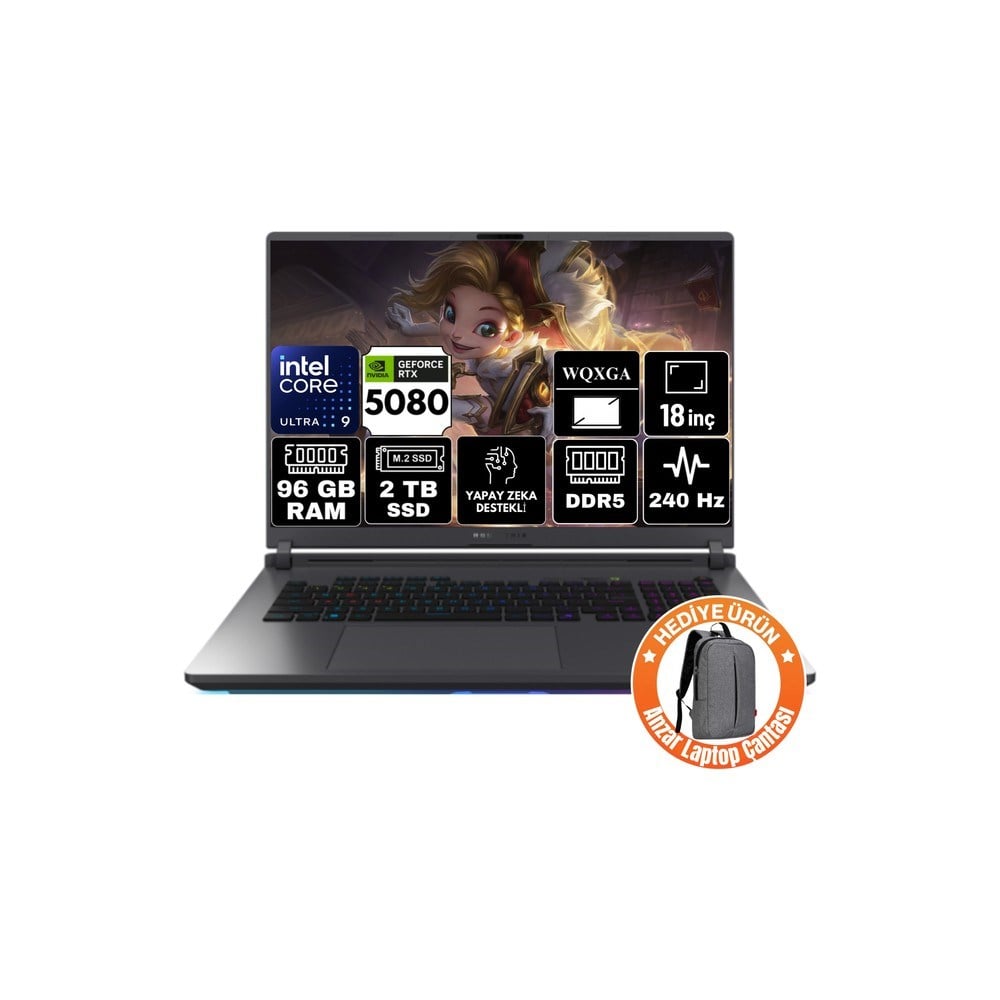 Asus Rog Strıx G18 Intel Core Ultra 9 275HX 96GB 2tb SSD Rtx 5080 16GB 18