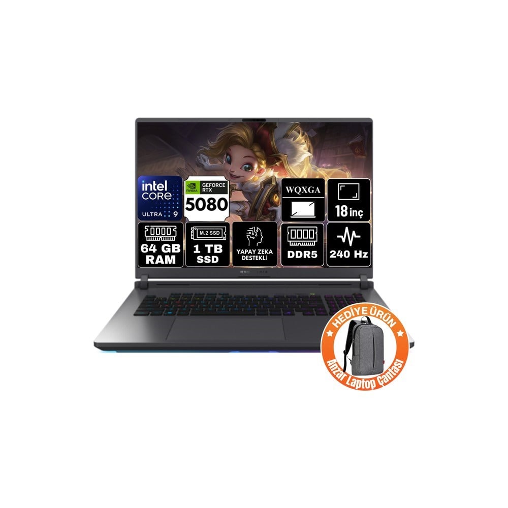 Asus Rog Strıx G18 Intel Core Ultra 9 275HX 64GB 1tb SSD Rtx 5080 16GB 18