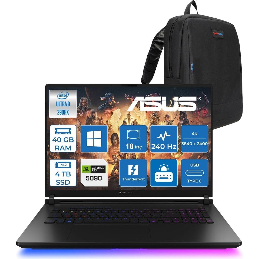 Asus Rog Strix Scar G18 G835LXG-TQ557 Intel Core Ultra 9 290HX Plus 40GB Ddr5 4tb SSD W11PRO 175W RTX5090 24GB Ggdr7 18