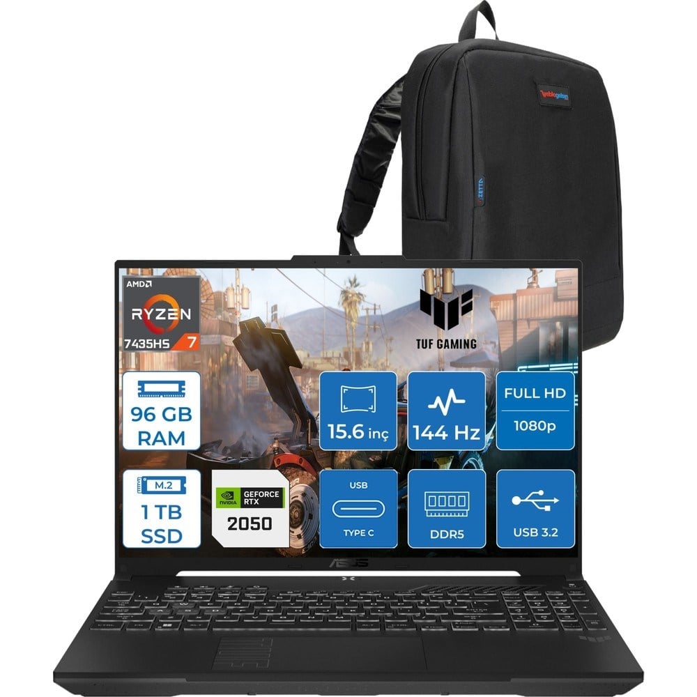 Asus Tuf Gaming A15 FA506NFR Amd Ryzen 7 7435HS 96 GB Ddr5 1tb SSD RTX2050 4 GB 15.6