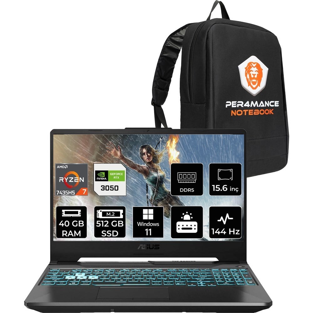 Asus Tuf Gaming A15 Ryzen 7 7435HS RTX 3050 Gaming Laptop 40GB RAM 512GB SSD 15.6