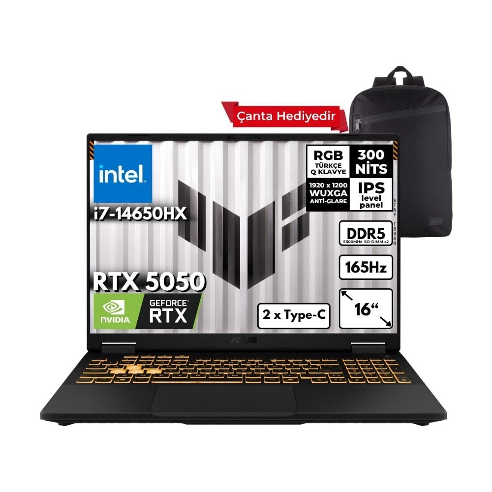 Asus Tuf Gaming F16 I7-14650HX 32-Gbddr5 1 Tbssd RTX5050 (8GB-GDDR7-115W) 16