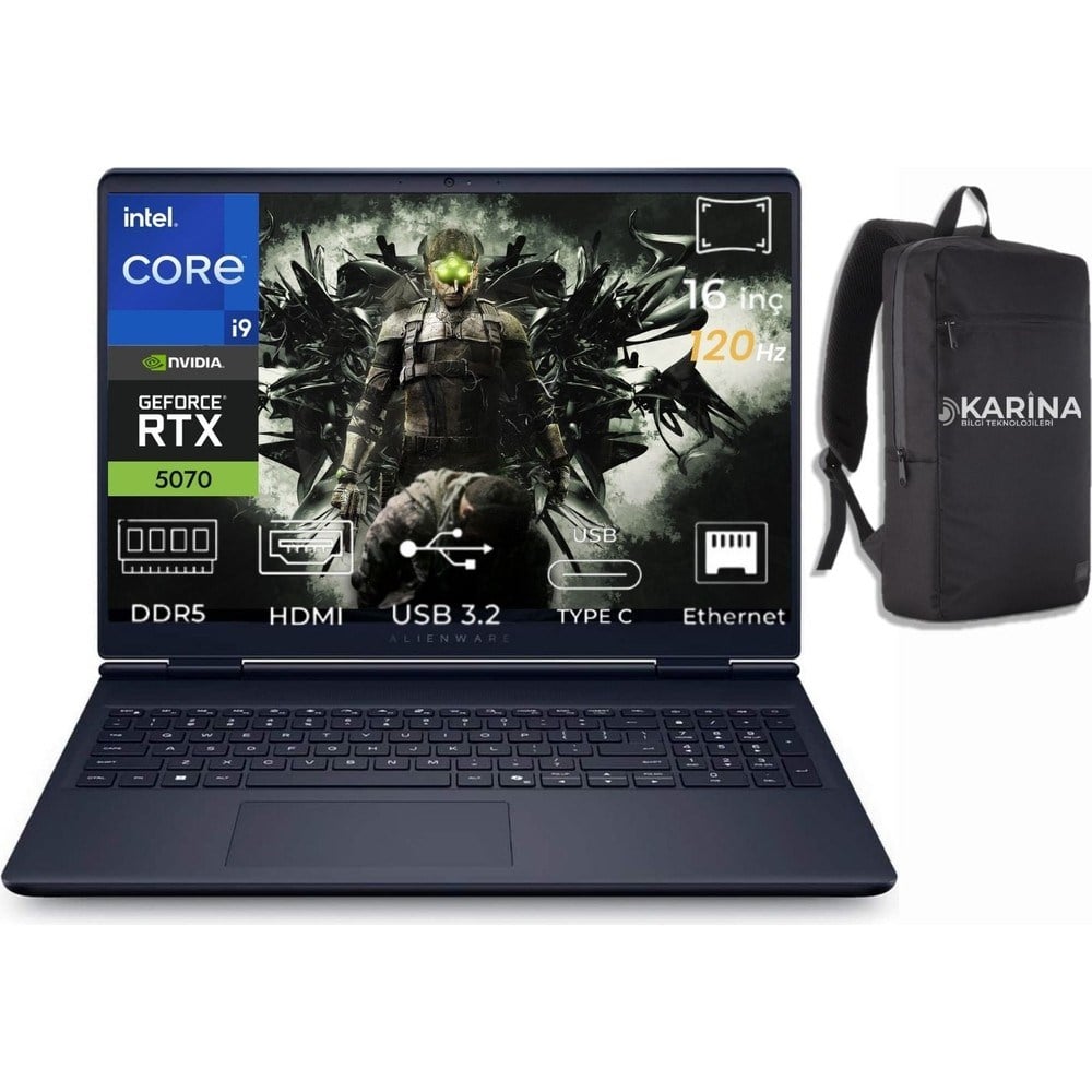 Dell Alienware 16 Aurora Intel Core 9-270H AC16250-C932157W-25 40GB 4tb+4tb RTX5070 8gb W11HOME 16 Inç 2k Wqxga 120Hz Wva Gaming Laptop