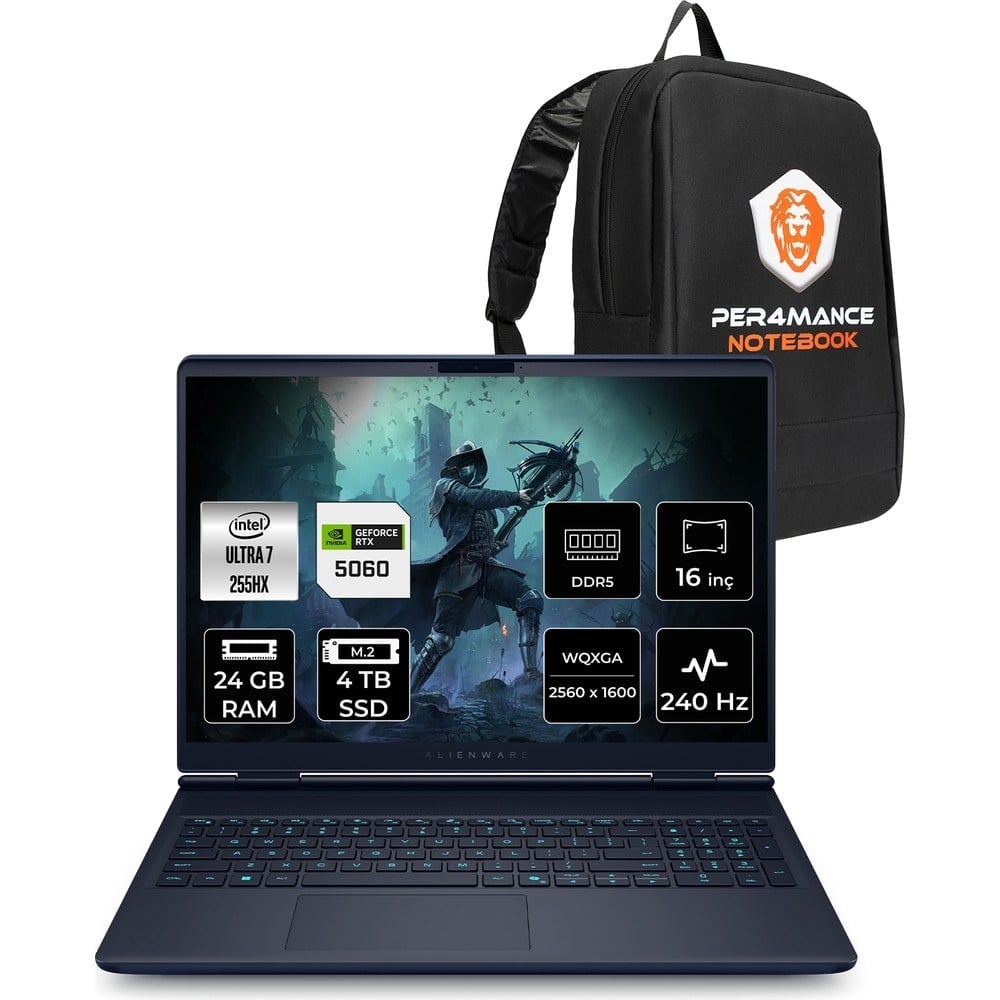 Dell Alienware 16X Aurora Core Ultra 7 255HX RTX 5060 8GB Gaming Laptop 24GB RAM 4TB SSD 16