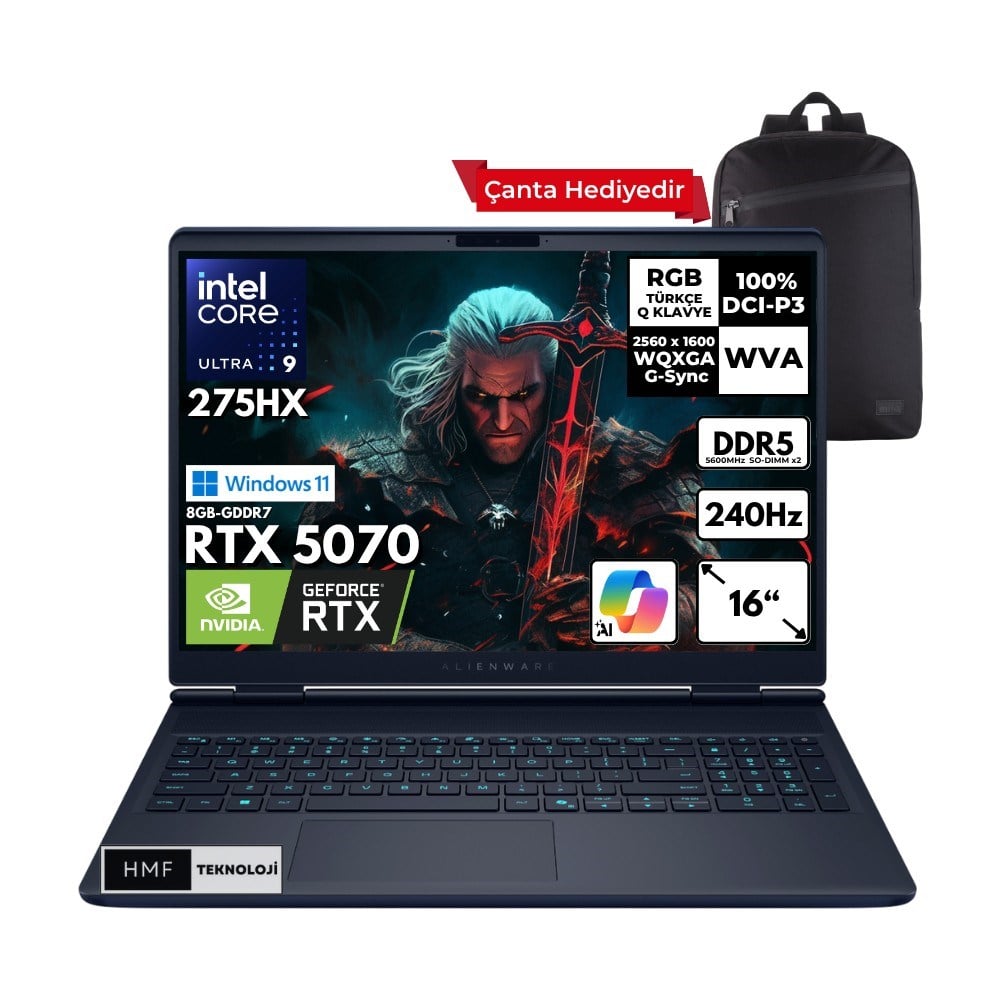 Dell Alienware 16X Aurora Ultra 9-275HX 40-Gbddr5 1 Tbssd RTX5070 (8gb-Gddr7) 16