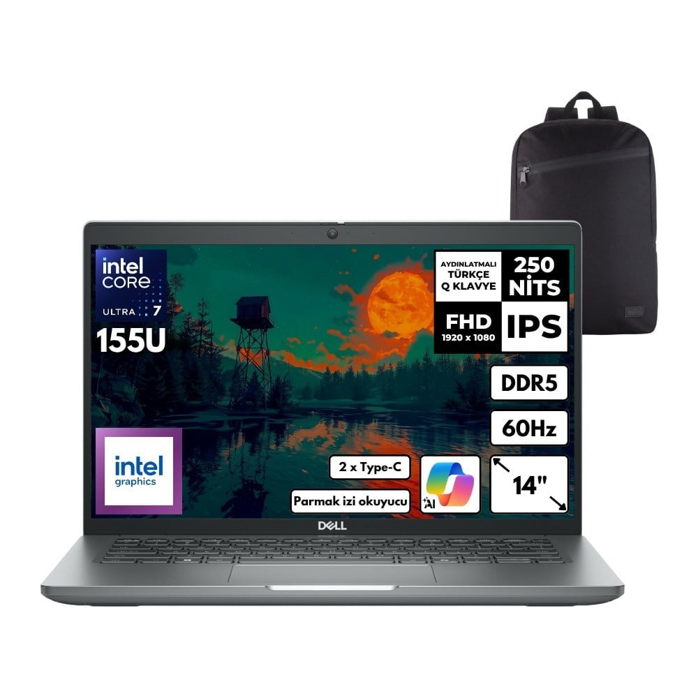 Dell Latitude 5450 Ultra 7-155U 40-Gbddr5 512 Gbssd Intel Graphics 14