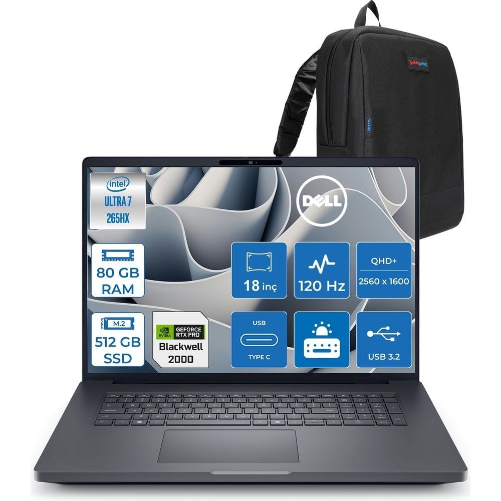 Dell Pro Max 18 Plus Ultra 7 265HX Ddr5 80GB 512GB SSD 8GB/RTXPRO2000 Gddr7 18