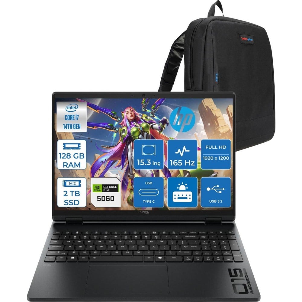 HP Hyperx Omen Laptop Intel Core I7 14650HX 128GB 2tb SSD 8GB/RTX5060/115W 15,3