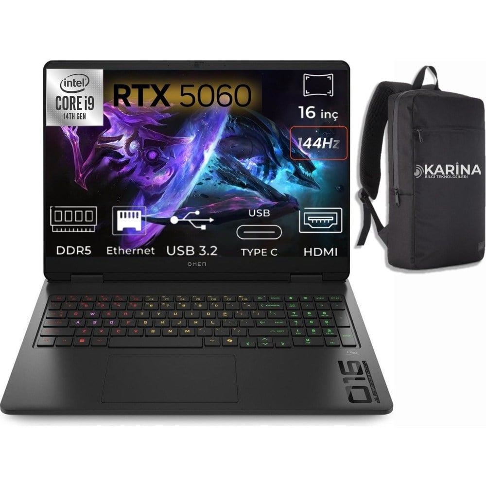 HP Omen 16-AM0033NT I9-14900HX C39J7EA-K02 96GB 2tb RTX5060 8gb Freedos 16