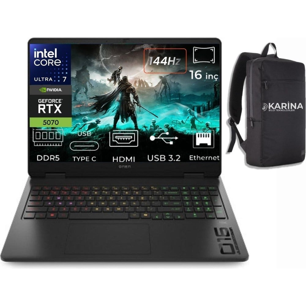 HP Omen 16-AM0047NT Ultra 7 255H CD8M5EA-K08 96GB 2tb RTX5070 8gb Freedos 16