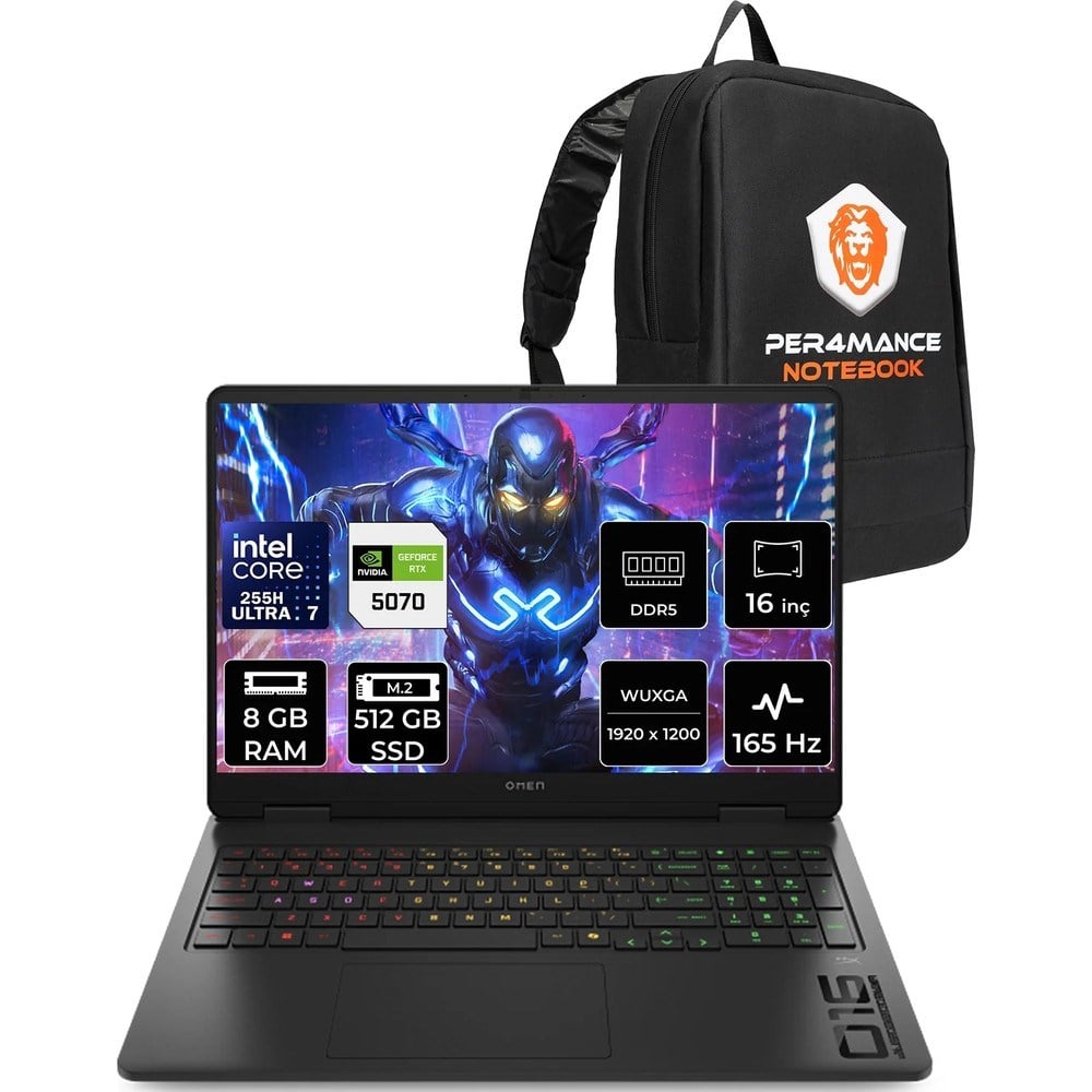 HP Omen 16 Core Ultra 7 255H RTX 5070 8GB 8GB RAM 512GB SSD 16