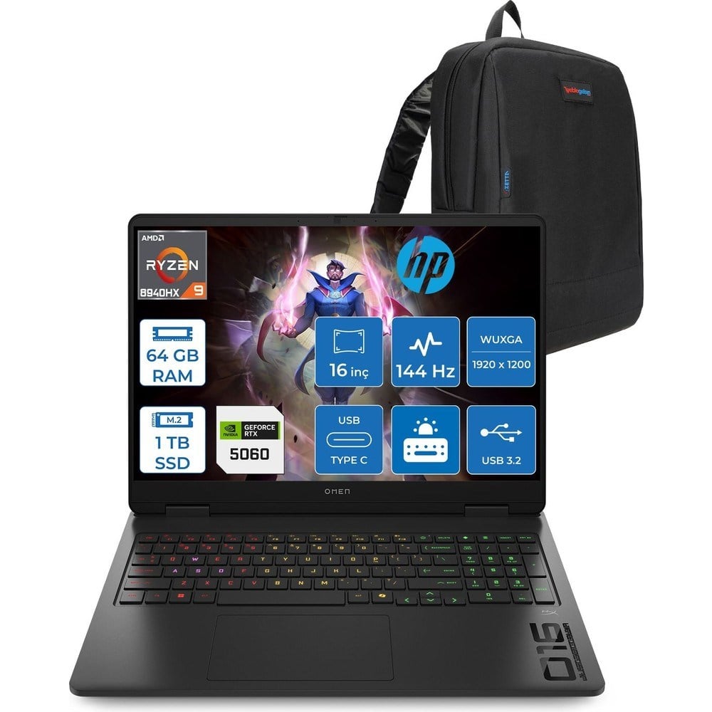 HP Omen Amd Ryzen 9 8940HX 64GB 1tb SSD 8GB/RTX5060/130W 16