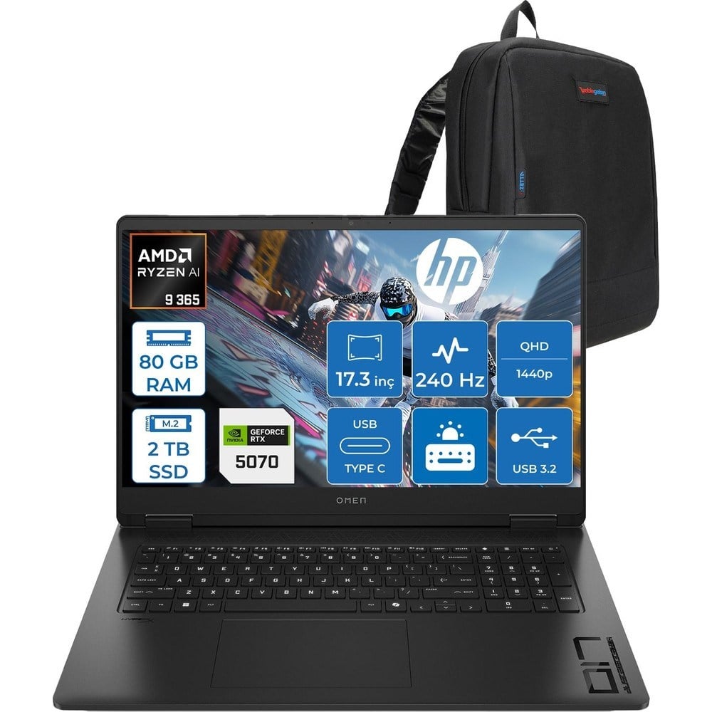 HP Omen Amd Ryzen Aı 9 365 80GB 2tb SSD 8GB/RTX5070 17.3