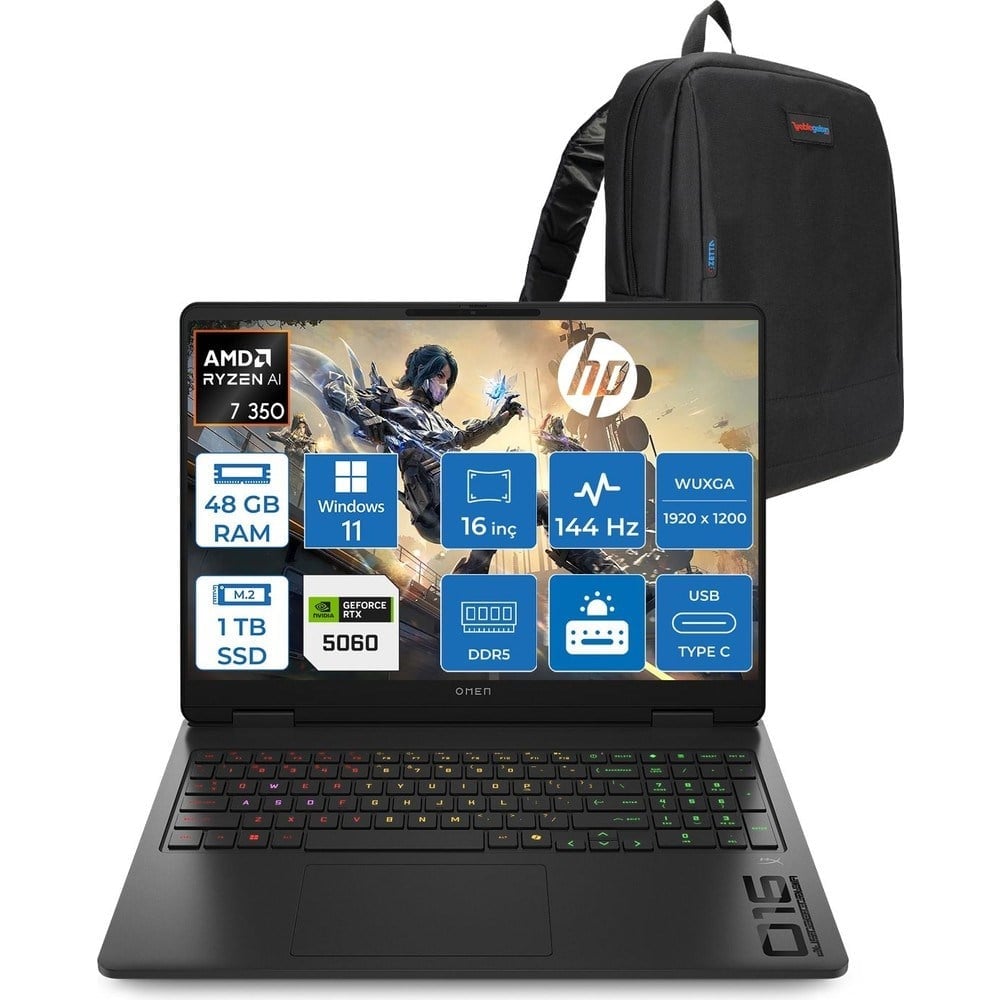 HP Omen Gaming Amd Ryzen™ Aı 7 350 48GB Ddr5 1tb SSD 16
