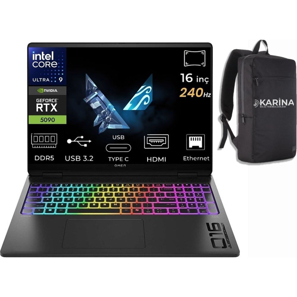 HP Omen Max 16-AH0001NT Ultra 9 275HX B8SK8EA-K13 96GB 4tb RTX5090 24GB Freedos 16