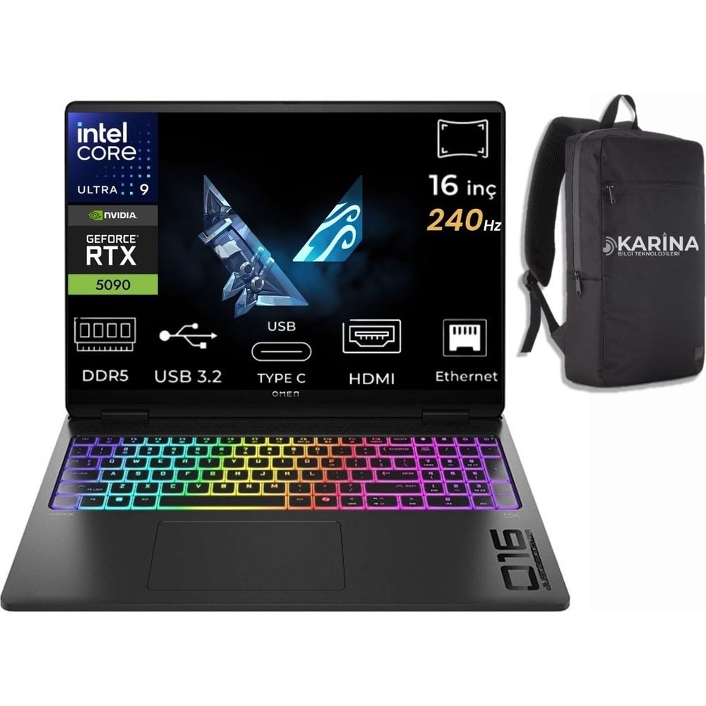 HP Omen Max 16-AH0001NT Ultra 9 275HX B8SK8EA-K07 64GB 2tb RTX5090 24GB Freedos 16