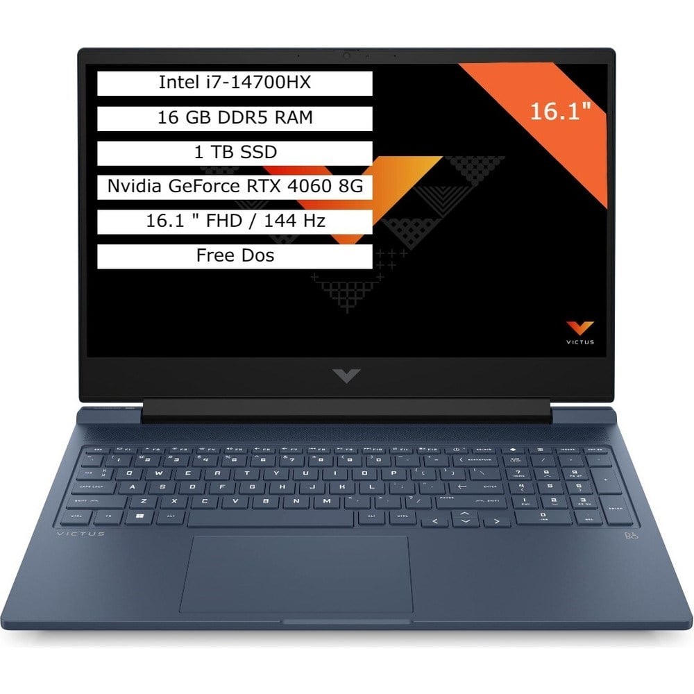 HP Victus 16-R1041NT 9J243EA Intel I7-14700HX 16GB 1tb SSD 8gb RTX4060 16.1 144Hz Gaming Notebook