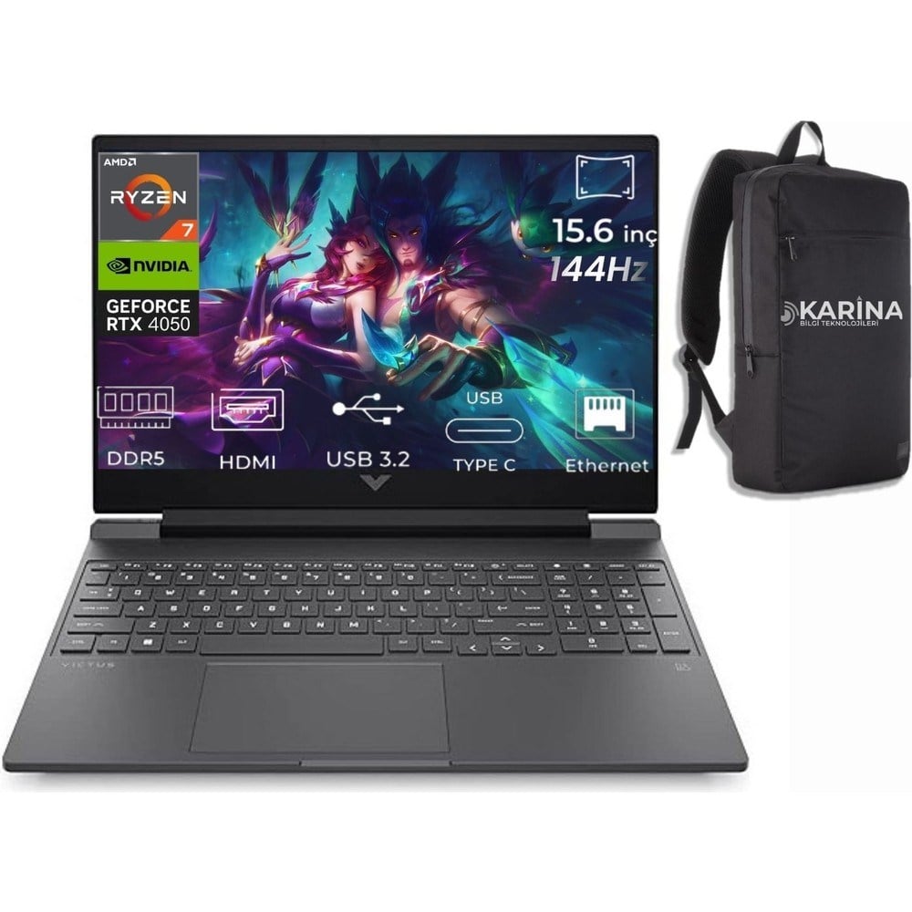 HP Victus Gaming Amd Ryzen™ 7 8845HS B9KM3EA-23 64GB 2tb RTX4050 6gb W11PRO 15.6