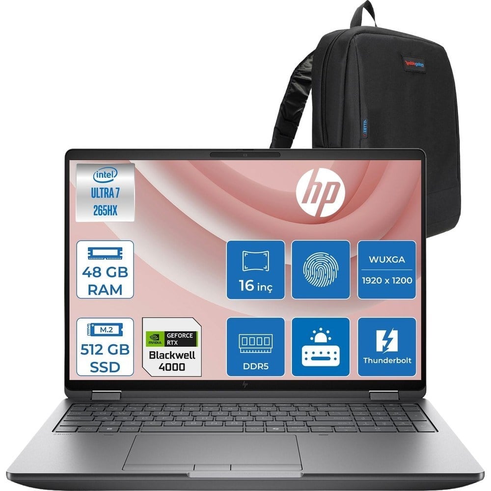 HP Zbook Fury 16 G1I Intel Ultra 7 265HX Ddr5 48GB 512GB SSD 16GB/RTXPRO4000 Blackwell 16