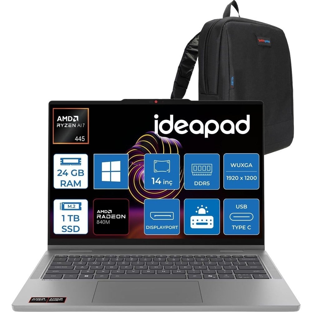 Lenovo Ideapad 5 2-In-1 14AGP11 Amd Ryzen Aı 7 445 24GB Ddr5 1tb SSD Radeon™ 840M Graphics 14