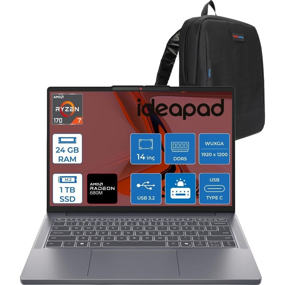 Lenovo Ideapad Slim 3 14ARP10 Amd Ryzen 7 170 24GB Ddr5 1tb SSD Radeon™ 680M Graphics 14