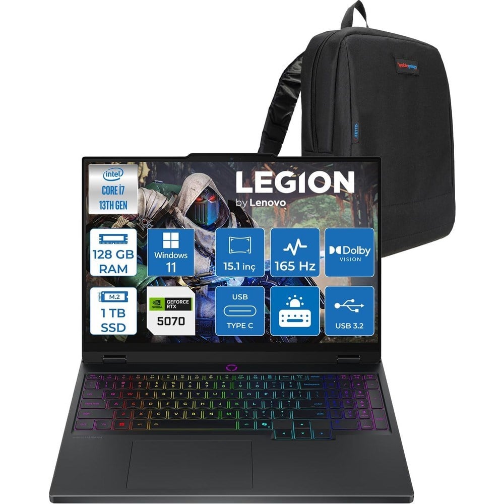 Lenovo Legion 5 15IRX10 Intel Core I7 13650HX 128GB Ddr5 1tb SSD RTX5070 8gb Gddr7 115W Windows 11 Pro 15.1