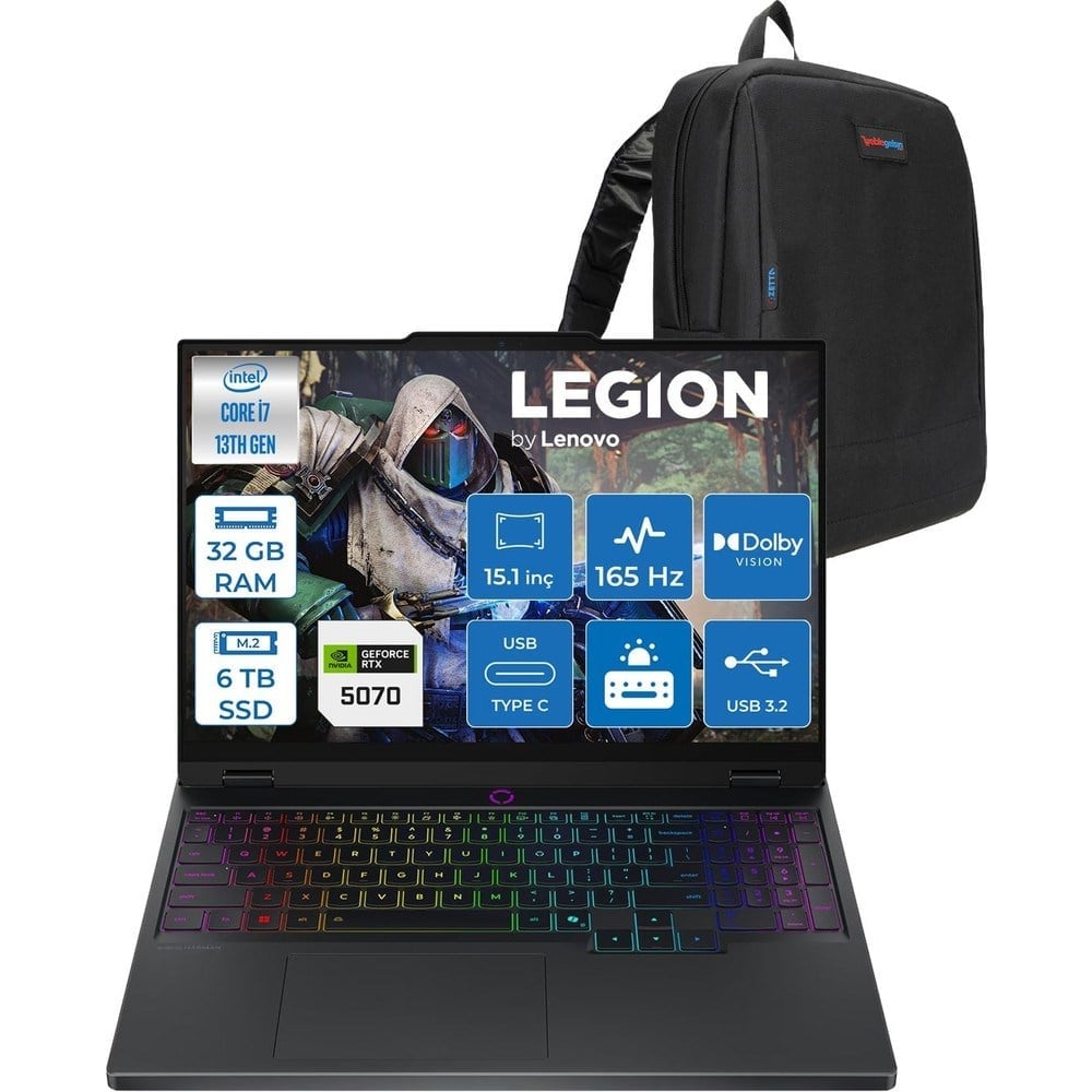 Lenovo Legion 5 15IRX10 Intel Core I7 13650HX 32GB Ddr5 6tb SSD RTX5070 8gb Gddr7 115W Freedos 15.1