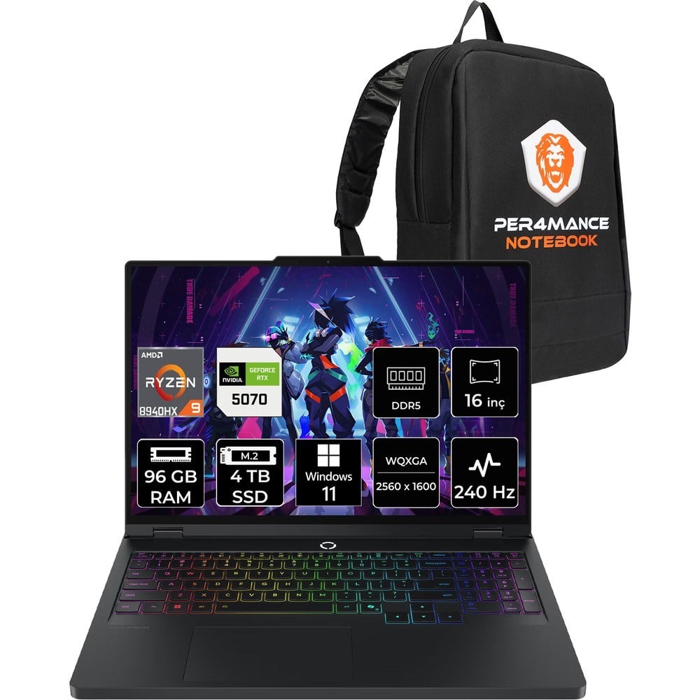 Lenovo Legion Pro 5 Ryzen 9 8940HX RTX 5070 8GB Gaming Laptop 96GB RAM 4TB SSD 16