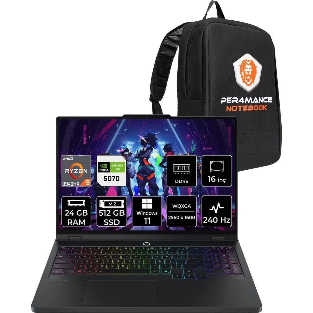 Lenovo Legion Pro 5 Ryzen 9 8940HX RTX 5070 8GB Gaming Laptop 24GB RAM 512GB SSD 16