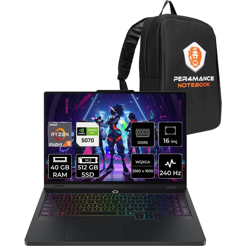 Lenovo Legion Pro 5 Ryzen 9 8940HX RTX 5070 8GB Gaming Laptop 40GB RAM 512GB SSD 16