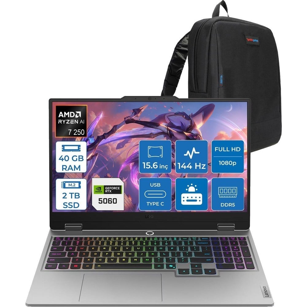 Lenovo Loq 15AHP10 Ryzen 7 250 40GB Ddr5 2tb SSD 8GB/RTX5060/100W 15.6