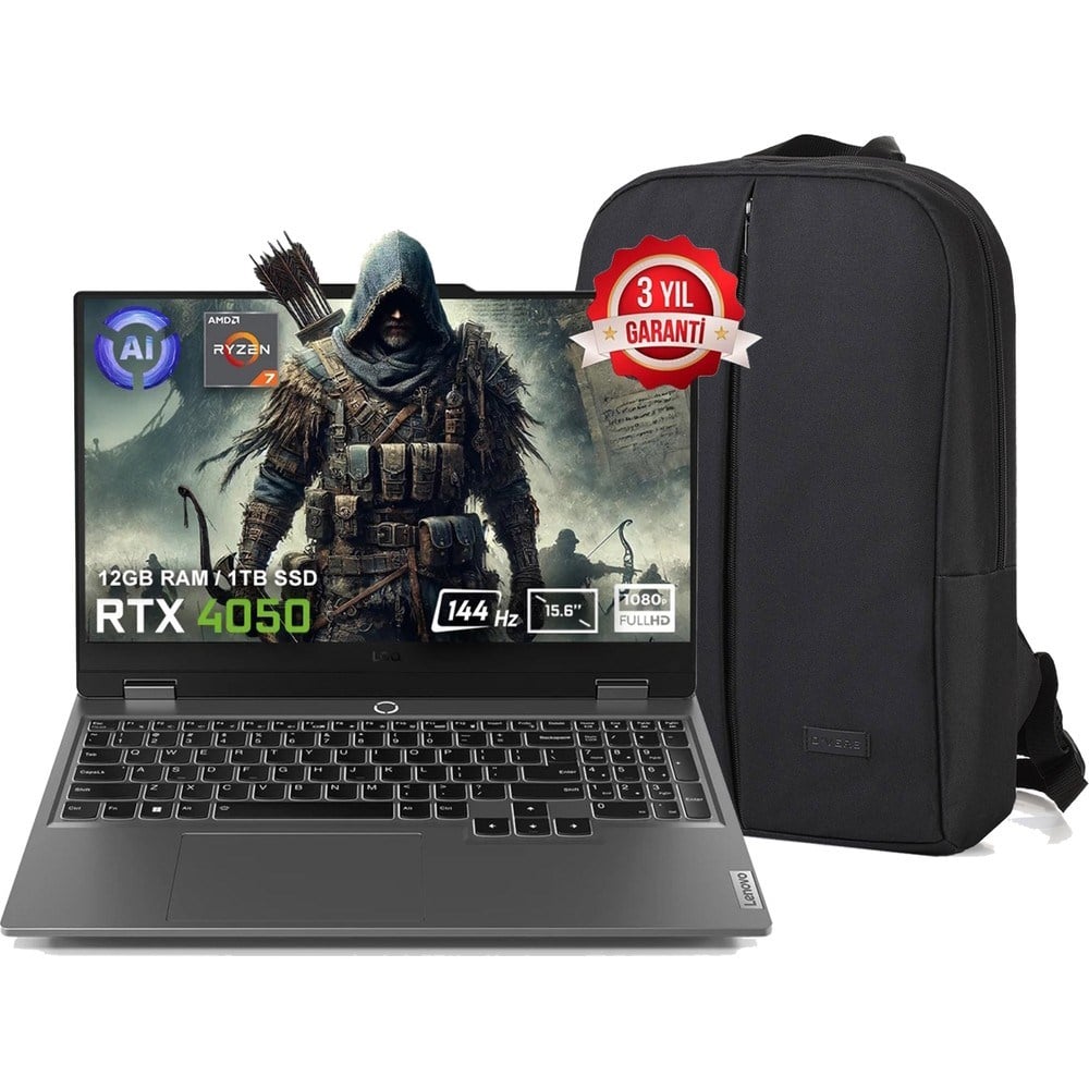 Lenovo Loq 15ARP9 83JC00E3TR FR110 Amd Ryzen 7-7435HS 40 GB Ddr5 1 Tb SSD RTX4050 6gb 105W 15.6