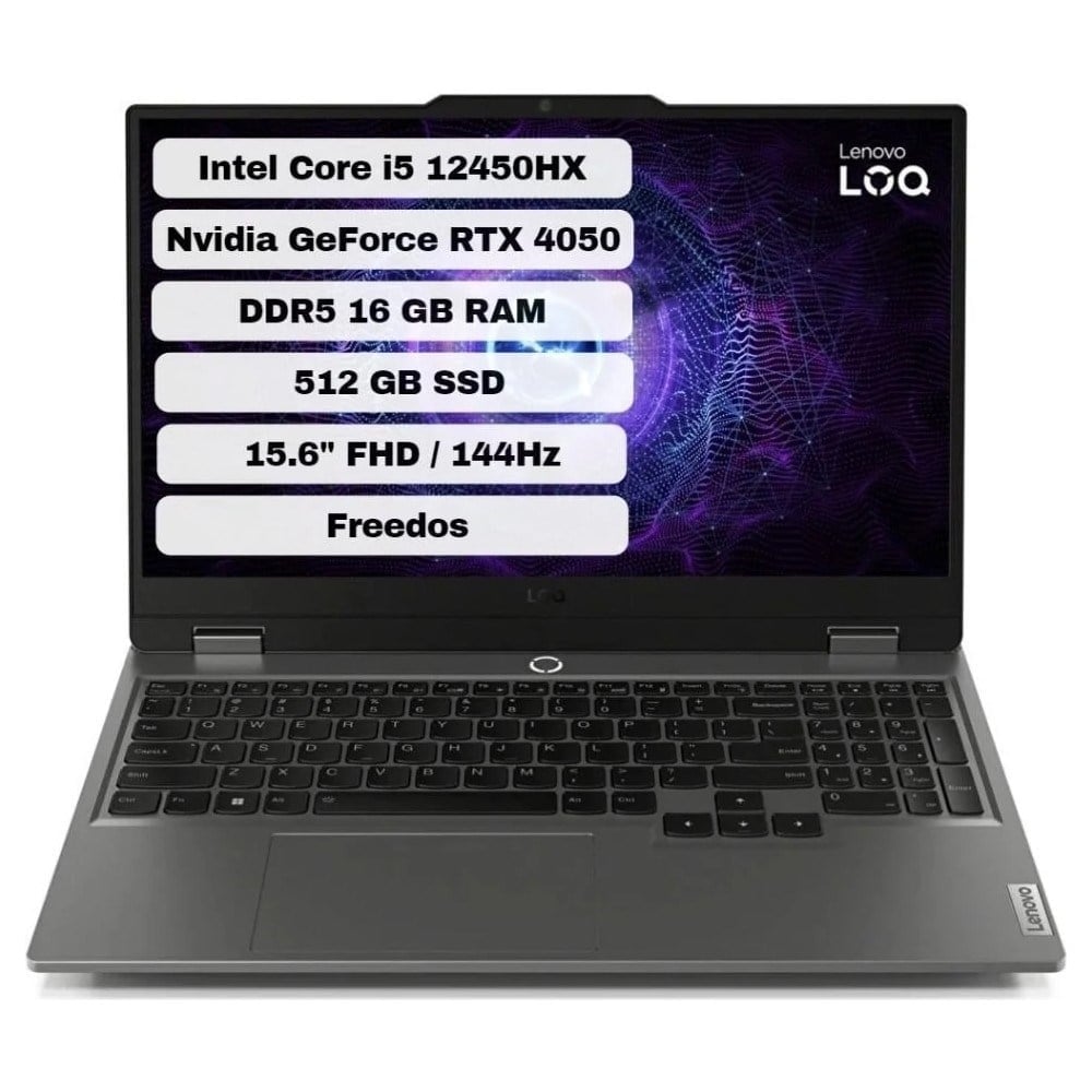 Lenovo Loq 15IAX9 83GS007WTR16 Intel Core I5 12450HX 16GB 512GB SSD Rtx 4050 Freedos 15.6'' Fhd Taşınabilir Bilgisayar
