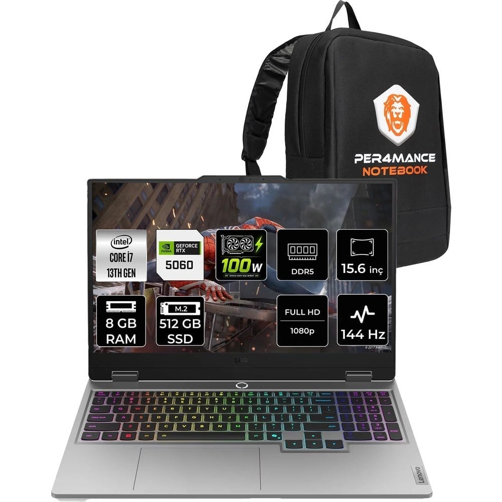 Lenovo Loq 15IRX10 Intel Core I7 13645HX Rtx 5060 8gb 100W 8gb Ram 512GB SSD 15.6