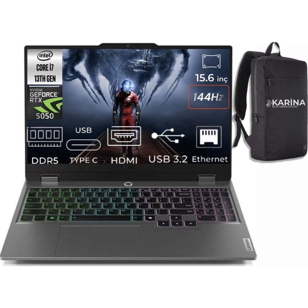 Lenovo Loq 15IRX10 Intel Core I7-13700HX 83JE00KMTR-K043 32GB 4tb+4tb RTX5050 8gb Freedos 15.6