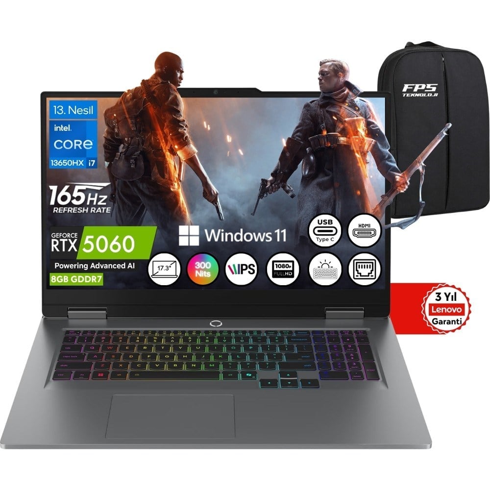 Lenovo Loq 17IRX10 I7-13650HX RTX5060 64GB Ram 2tb SSD 17.3