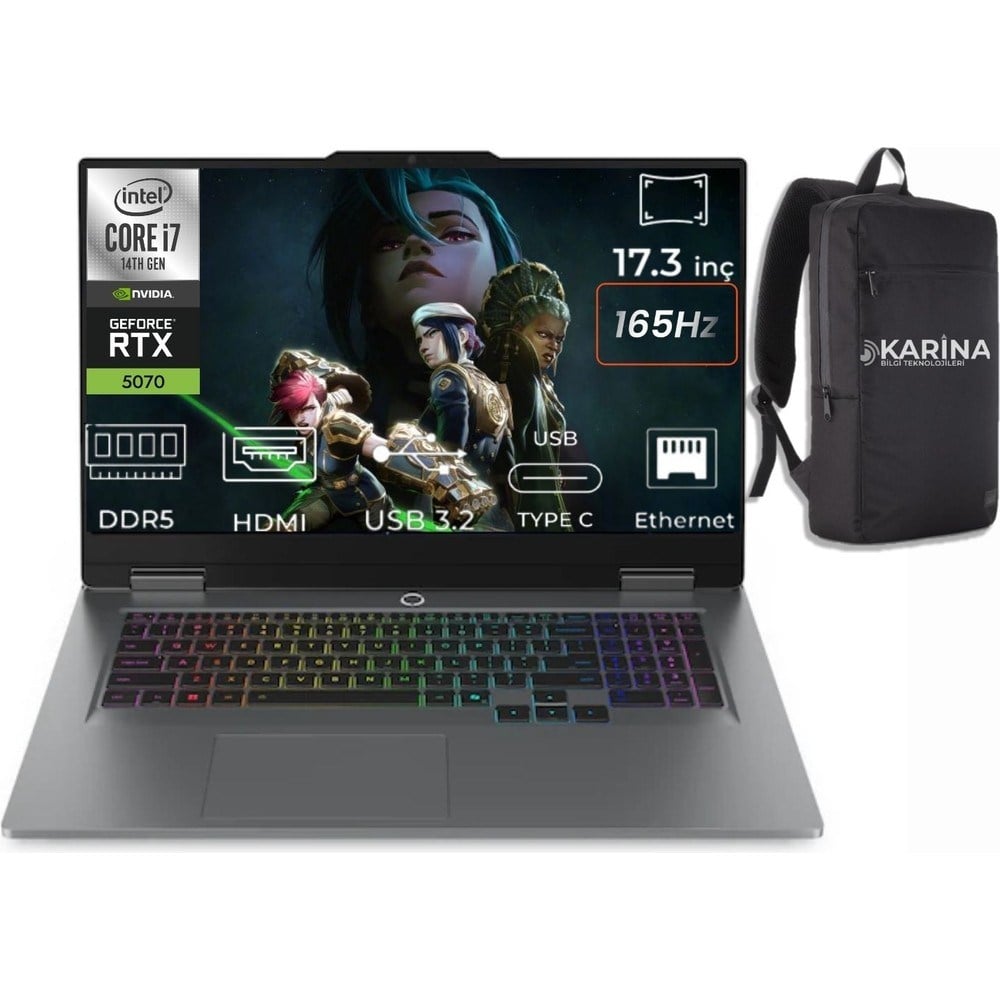 Lenovo Loq 17IRX10 I7-14700HX 83JH006HTR-10 32GB 4tb RTX5070 8gb Freedos 17.3