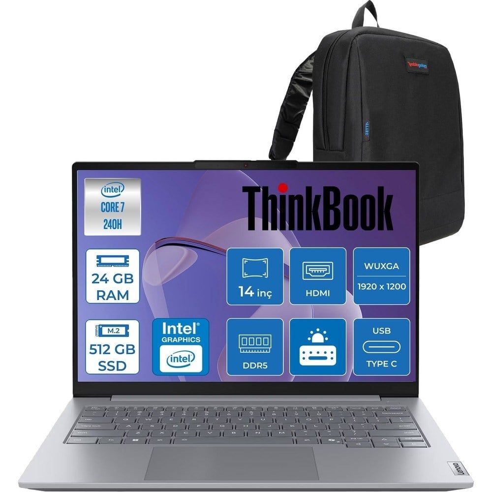 Lenovo Thinkbook 14 G8 Irl Intel Core 7 240H 24GB Ddr5 512GB SSD Intel Graphics 14