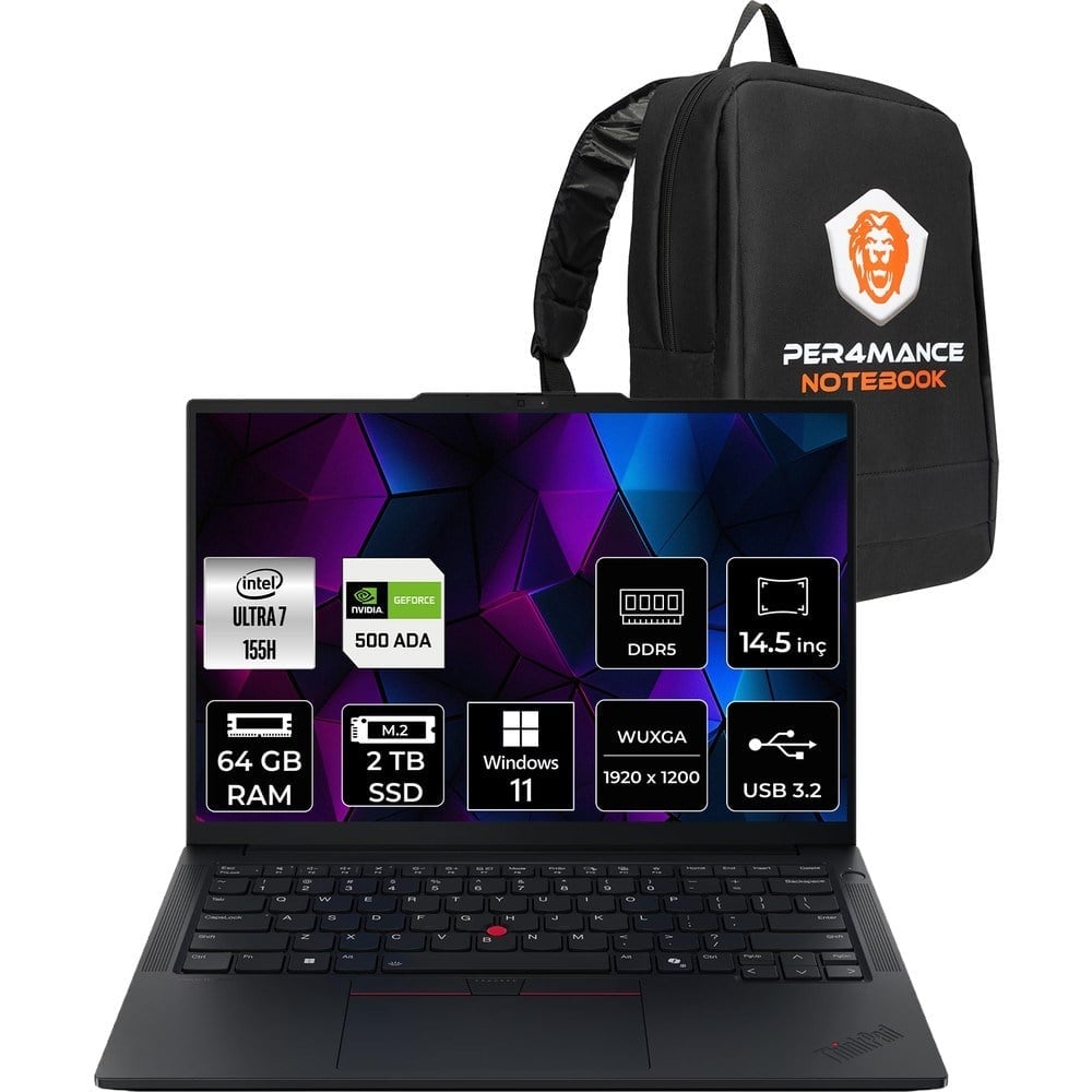 Lenovo Thinkpad P14S Gen 5 Core Ultra 7 155H İş İstasyonu 64GB RAM 2TB SSD 14.5