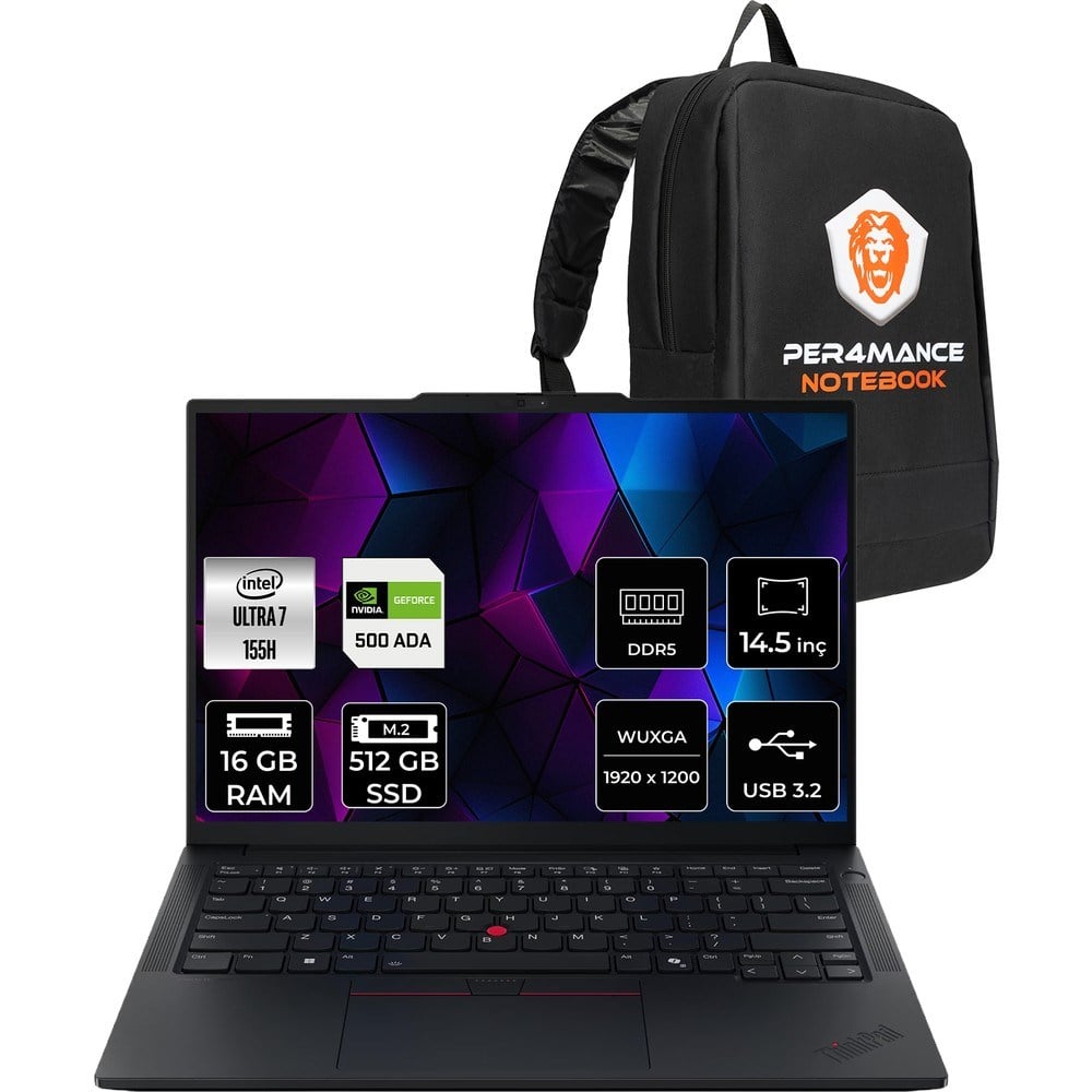 Lenovo Thinkpad P14S Gen 5 Core Ultra 7 155H İş İstasyonu 16GB RAM 512GB SSD 14.5