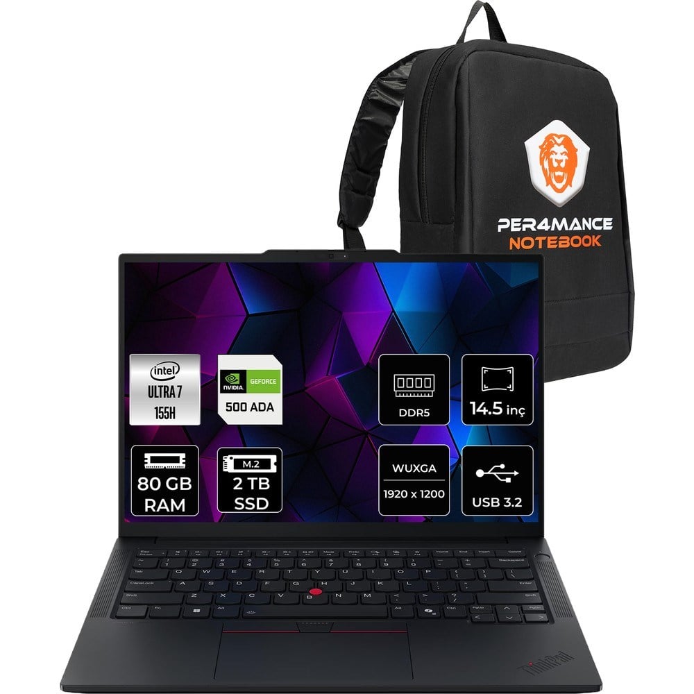 Lenovo Thinkpad P14S Gen 5 Core Ultra 7 155H İş İstasyonu 80GB RAM 4TB SSD 14.5