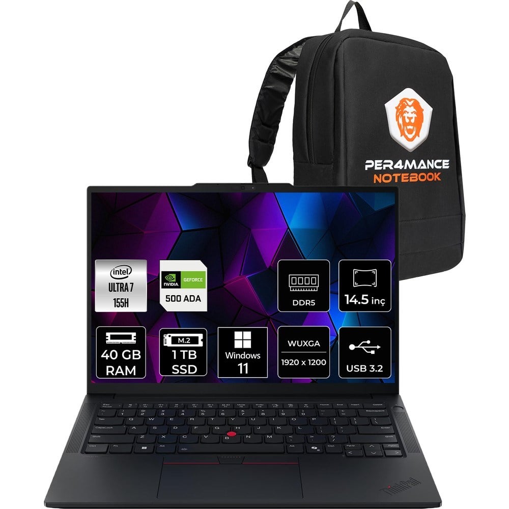 Lenovo Thinkpad P14S Gen 5 Core Ultra 7 155H İş İstasyonu 40GB RAM 1TB SSD 14.5