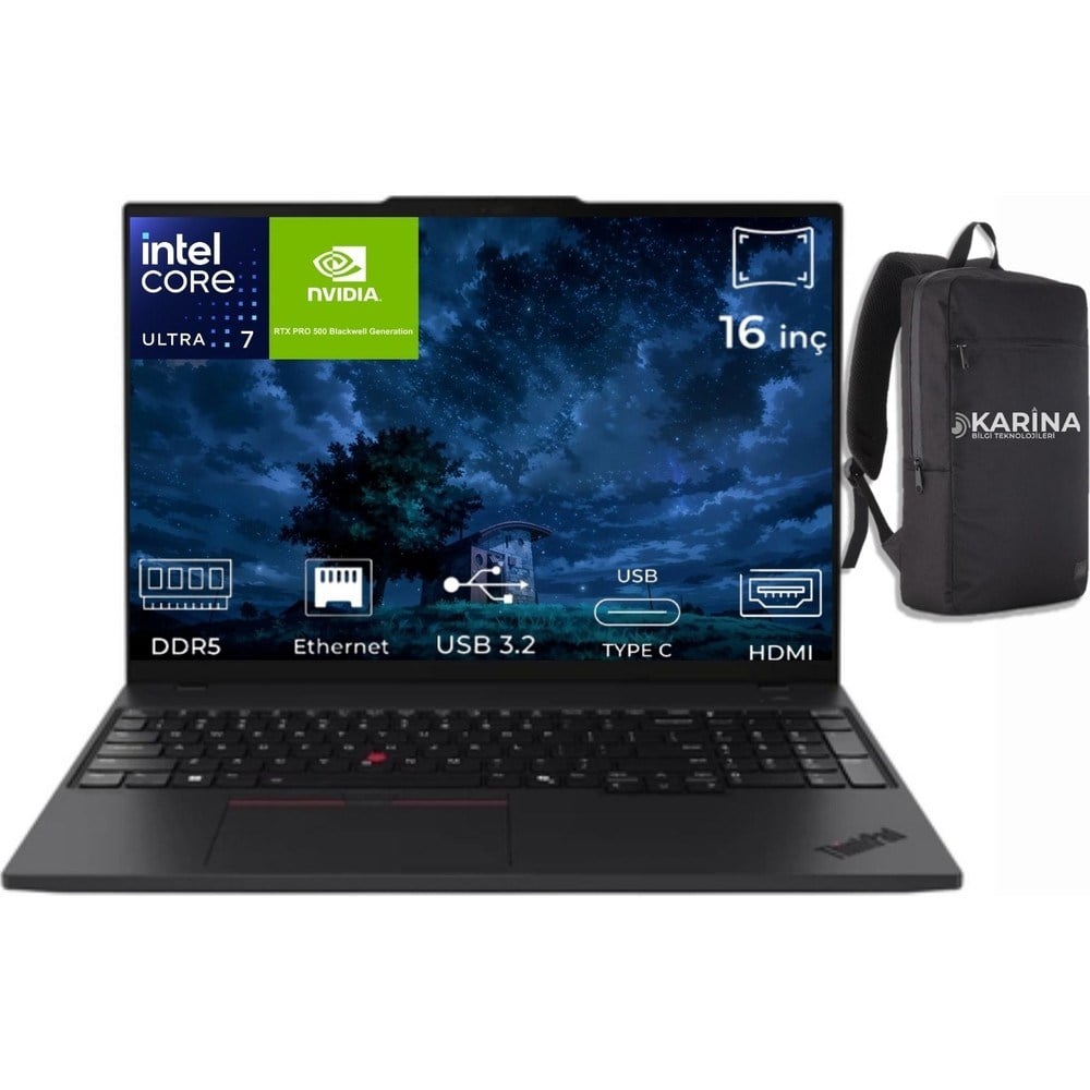 Lenovo Thinkpad P16S Gen 4 Ultra 7 255H 21QV000ATX-K17 64GB 2tb Rtx Pro 500 Blackwell Generation 6gb W11PRO 16