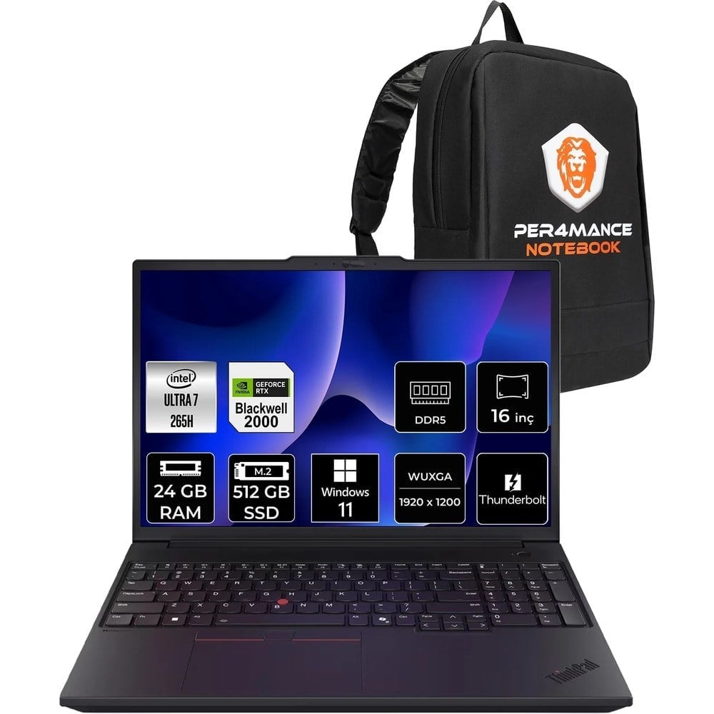 Lenovo Thinkpad P16V Gen 3 Core Ultra 7 265H İş İstasyonu 24GB RAM 512GB SSD 16