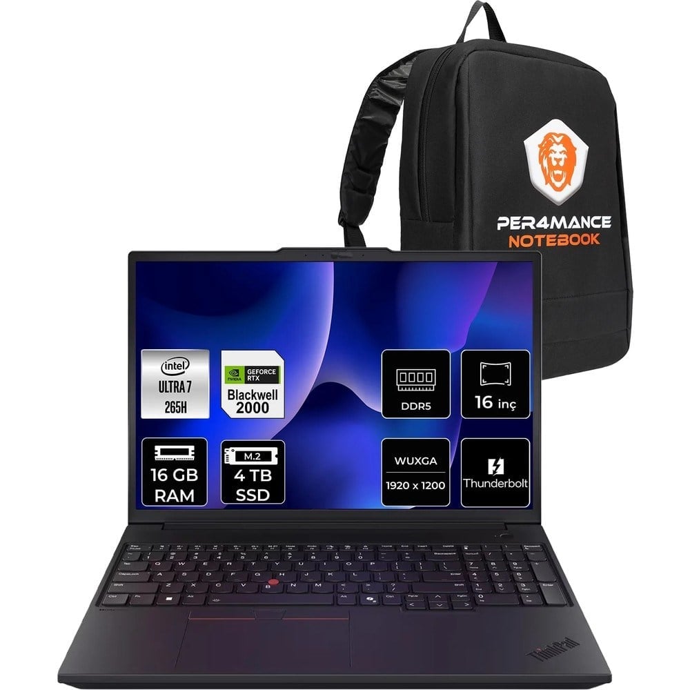 Lenovo Thinkpad P16V Gen 3 Core Ultra 7 265H İş İstasyonu 16GB RAM 4TB SSD 16